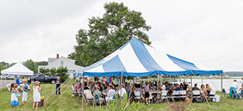 View of the 2012 Kettle Clambake held at St. Gabriel's while the cabin on Taylor's Island was being restored.