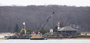 Costello Marine's barge and equipment at Taylor's Island